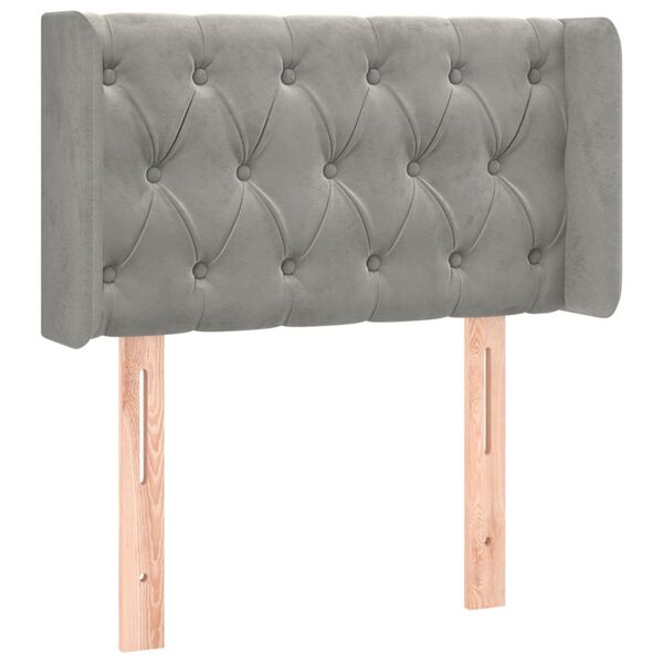 vidaXL Kopfteil mit Ohren Hellgrau 83x16x78/88 cm Samt