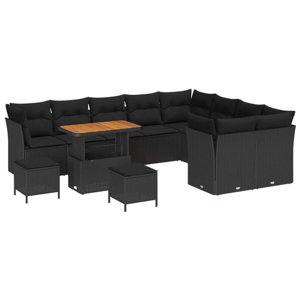 vidaXL Gartensofa-set 12 pcs Schwarz Poly-Rattan