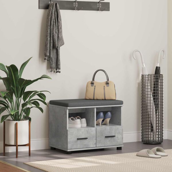 vidaXL Flurbank Beton Grau 60 x 38 x 46 cm Spanplatte und Polsterstoff