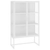vidaXL Highboard Wei&szlig; 80x35x135 cm Stahl und Geh&auml;rtetes Glas
