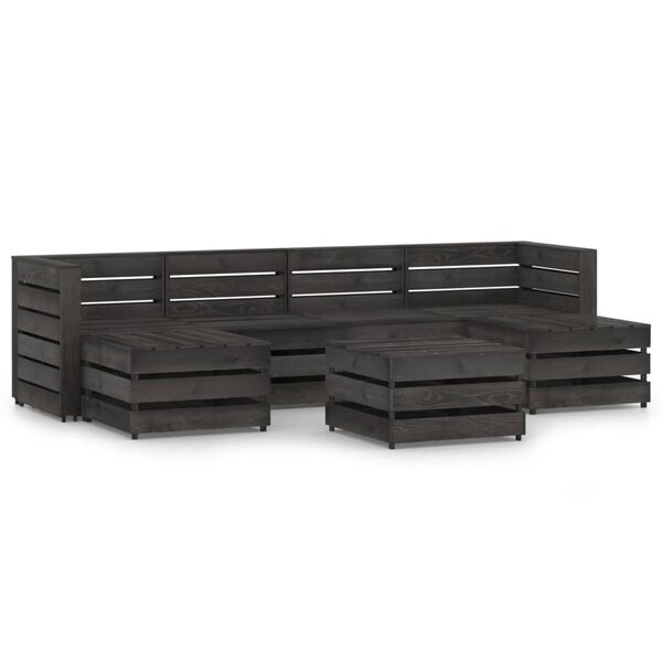 vidaXL 7-tlg. Garten-Lounge-Set Grau Impr&auml;gniertes Kiefernholz