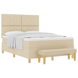 vidaXL Boxspringbett mit Matratze Creme 160 x 200 cm Stoff