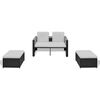 vidaXL 4-tlg. Garten-Lounge-Set mit Auflagen Poly Rattan Schwarz