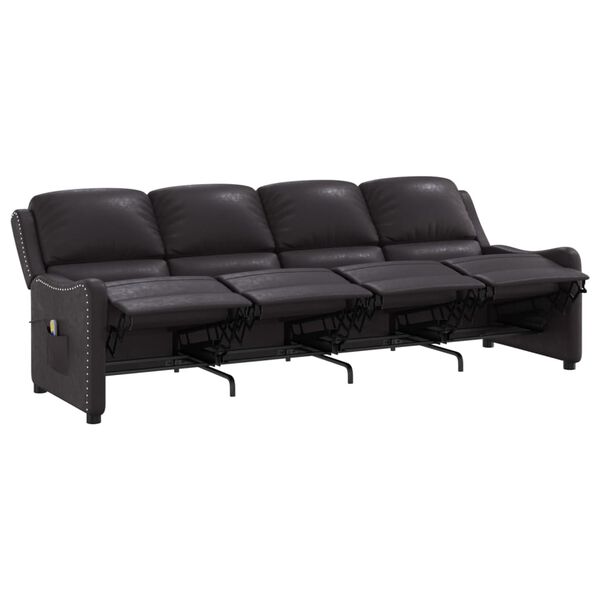 vidaXL 4-Sitzer Massagesessel Schwarz Gl&auml;nzend Kunstleder