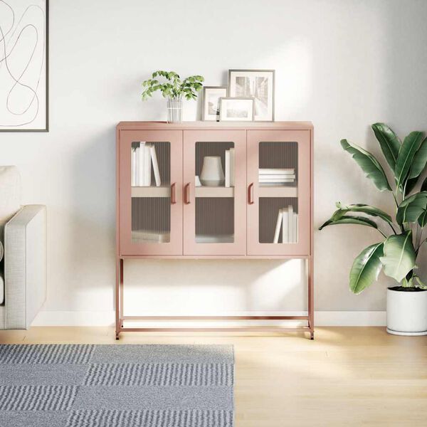 vidaXL Sideboard Rosa 100,5x39x107 cm Kaltgewalzter Stahl