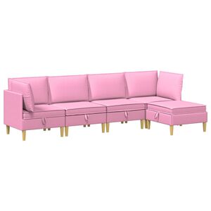 vidaXL Modular Sofa Set mit Stauraum 5 pcs Rosa Stoff