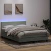 vidaXL Boxspringbett mit Matratze & LED Hellgrau 140x220 cm Samt