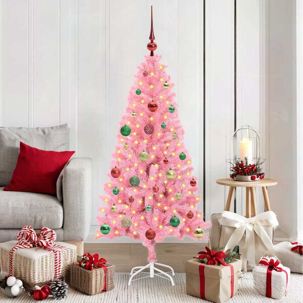 vidaXL Weihnachtsbaum mit 150 LEDs mit St&auml;nder Rosa 150 cm PVC