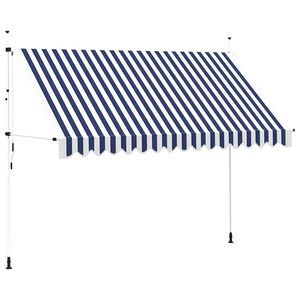 vidaXL Einziehbare Markise Handbetrieben 350 cm Blau/Wei&szlig; Gestreift