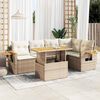 vidaXL 6-tlg. Garten-Sofagarnitur mit Kissen Beige Poly Rattan Akazie