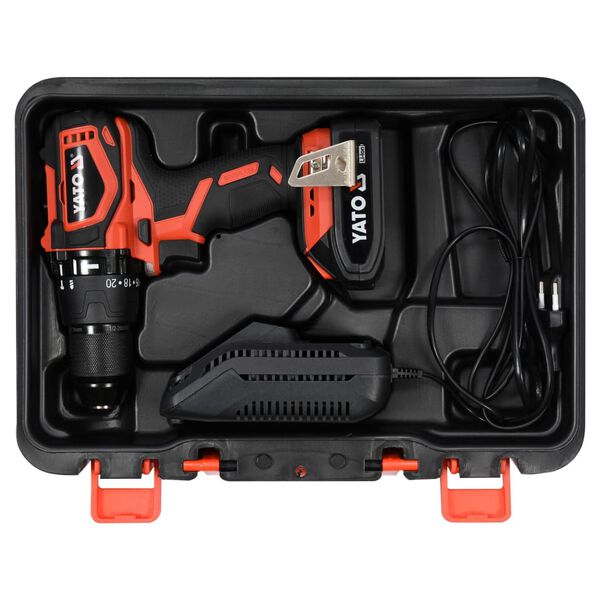 YATO B&uuml;rstenloser Akkuschrauber mit 2,0Ah Li-Ion Akku 18V 42Nm