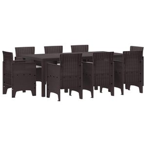 vidaXL Garten Essgruppe 9 pcs Braun Polypropylen