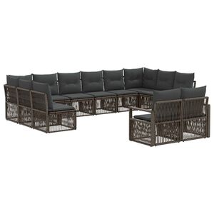 vidaXL Gartensofa-set 12 pcs Grau Poly-Rattan