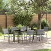 vidaXL Garten Essgruppe mit Kissen 7 pcs Grau Poly-Rattan