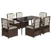 vidaXL 7-tlg. Garten-Essgruppe mit Kissen Braun Poly Rattan