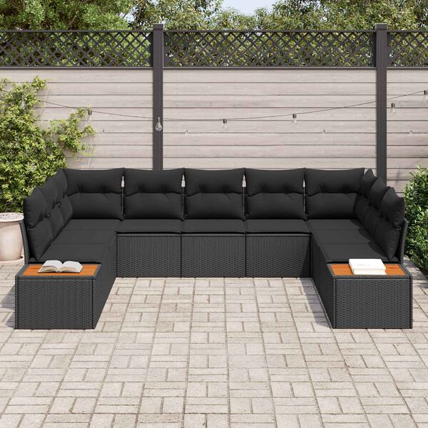vidaXL Gartensofa-set mit Kissen mit Speicher 5 pcs Schwarz Polyrattan