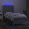 vidaXL Boxspringbett mit Matratze & LED Hellgrau 80x200 cm Stoff