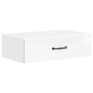 vidaXL Wandmontierter Beistelltisch Hochglanz Wei&szlig; 59 x 34,5 x 17 cm