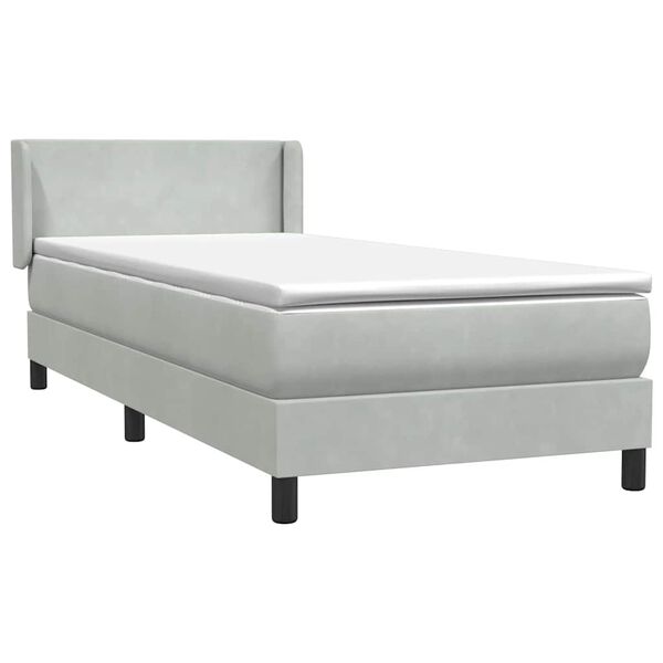 vidaXL Boxspringbett mit Matratze Hellgrau 90x210 cm Samt