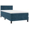 vidaXL Boxspringbett mit Matratze & LED Dunkelblau 90x190 cm Samt