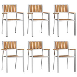 vidaXL Gartenstuhl 6 pcs Braun 56 x 54,5 x 87 cm Massivholz Teak