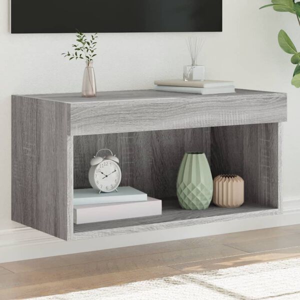 vidaXL TV-Schrank mit LED-Leuchten Grau Sonoma 60x30x30 cm