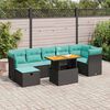 vidaXL 8-tlg. Garten-Sofagarnitur mit Kissen Grau Poly Rattan Akazie