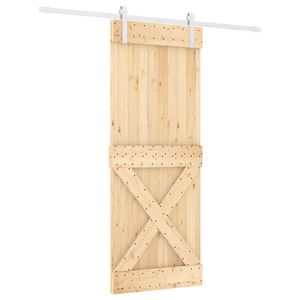 vidaXL Schiebet&uuml;r Nat&uuml;rlich und Wei&szlig; 80 x 210 cm Massivkiefer