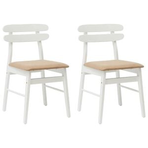 vidaXL Esszimmerstuhl 2 pcs Wei&szlig; und Braun Massives Gummiholz