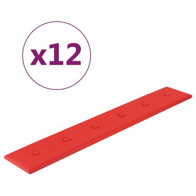 vidaXL Wandpaneele 12 Stk. Rot 90x15 cm Kunstleder 1,62 m²