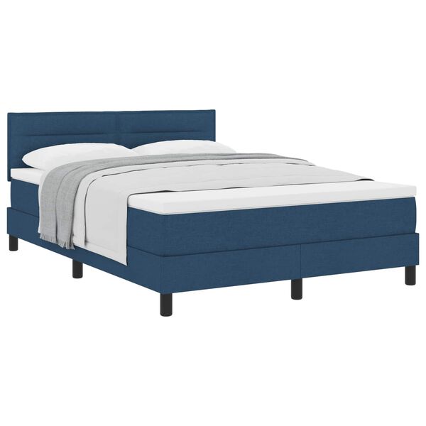 vidaXL Boxspringbett mit Matratze mit Kopfteil Blau 160 x 200 cm Stoff