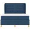 vidaXL Boxspringbett mit Matratze Dunkelgrau 90x190 cm Blau Stoff