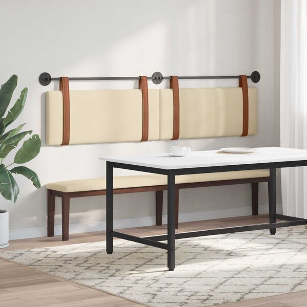 vidaXL H&auml;ngevorderseite Wandmontiert Creme 210 x 55 x 5 cm Antikes PU