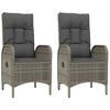 vidaXL Gartenst&uuml;hle 2 Stk. Poly Rattan Grau