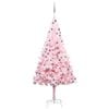 vidaXL K&uuml;nstlicher Weihnachtsbaum mit Beleuchtung & Kugeln Rosa 210cm