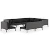 vidaXL 9-tlg. Garten-Lounge-Set mit Kissen Poly Rattan Dunkelgrau