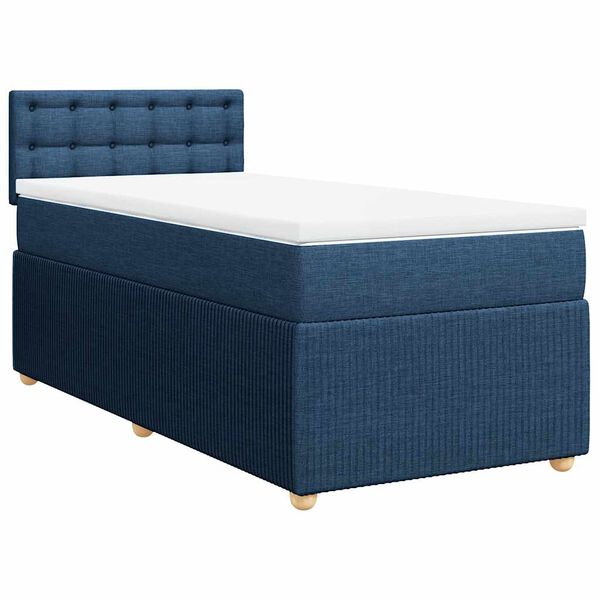 vidaXL Boxspringbett mit Matratze Blau 80x200 cm Stoff