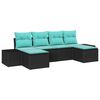 vidaXL Garten-Sofa-Set 4 stk. Schwarz und T&uuml;rkis Poly-Rattan