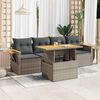 vidaXL 5-tlg. Garten-Sofagarnitur mit Kissen Grau Poly Rattan Akazie