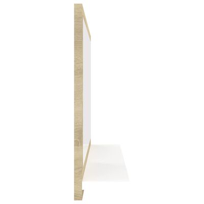 vidaXL Badspiegel Weiß und Sonoma-Eiche 60x10,5x37cm Holzwerkstoff