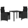 vidaXL Outdoortisch-Set 3 stk. Schwarz 80 x 80 x 73 cm Poly-Rattan