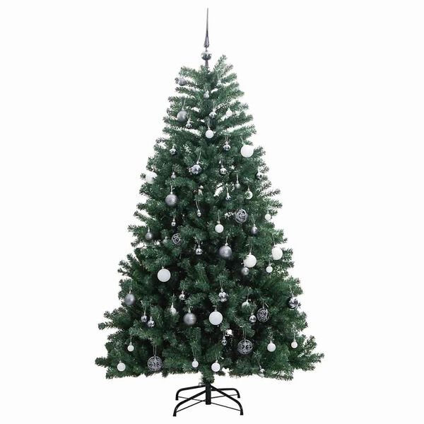 vidaXL K&uuml;nstlicher Weihnachtsbaum Klappbar 300 LEDs & Kugeln 240 cm