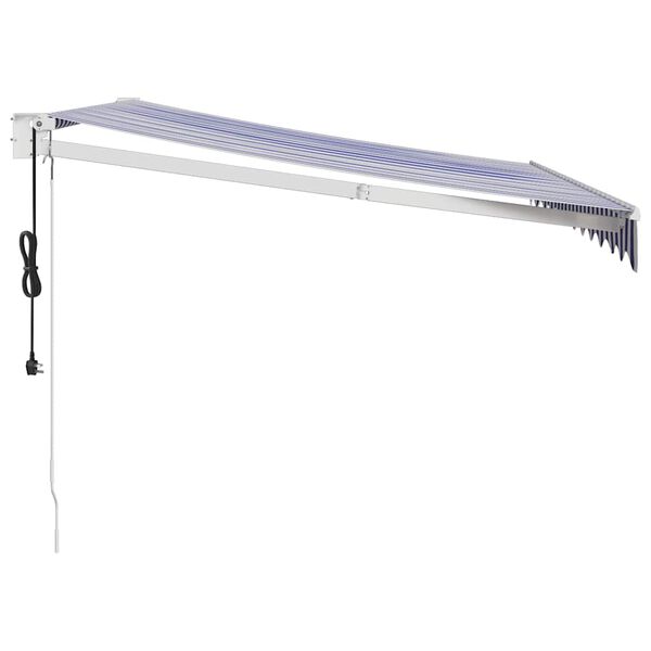 vidaXL Elektrische Markise mit Kurbel Blau und Weiß 3,5x2,5 m