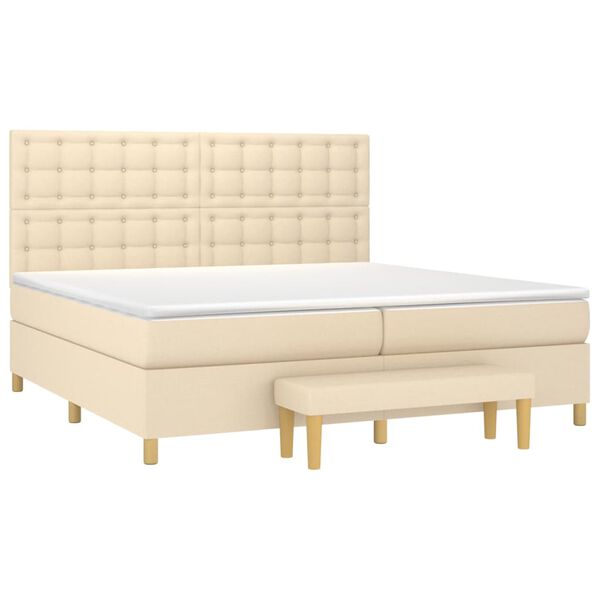 vidaXL Boxspringbett mit Matratze Creme 200x200 cm Stoff