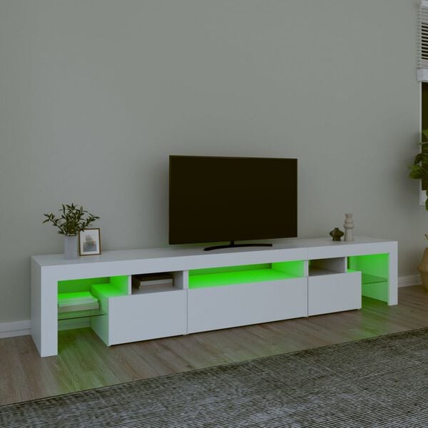 vidaXL TV-Schrank mit LED-Leuchten Weiß 215x36,5x40 cm