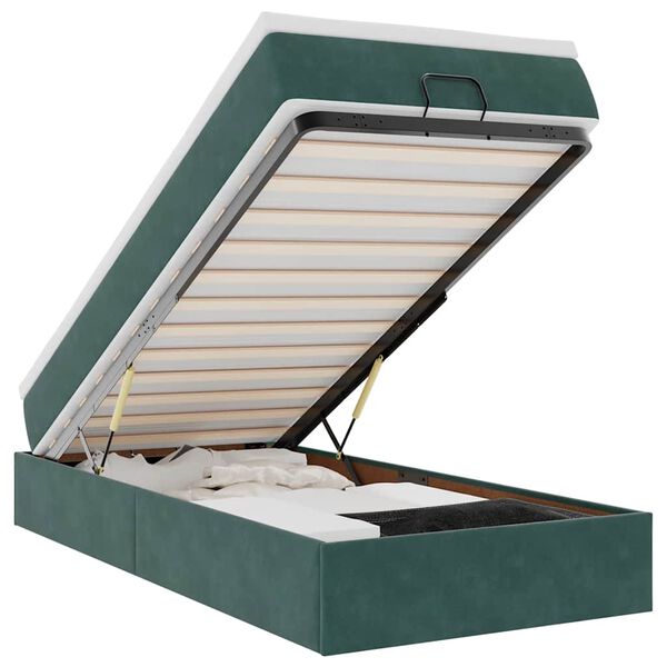 vidaXL Ottoman-Bett mit Matratze Dunkelgr&uuml;n 100x200 cm Samt