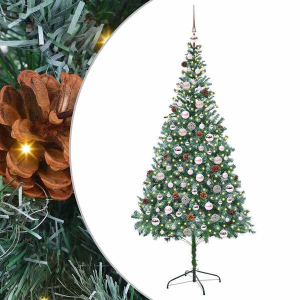 vidaXL K&uuml;nstlicher Weihnachtsbaum Gr&uuml;n 210 cm PVC und Stahl