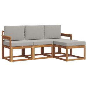 vidaXL Outdoor-Sofagarnitur mit Kissen 4 pcs Nat&uuml;rlich und Hellgrau