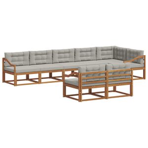 vidaXL Outdoor-Sofagarnitur 8 stk. Nat&uuml;rlich und Hellgrau