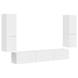 vidaXL TV-Schrankset Wandmontiert 4 pcs Hochglanz Wei&szlig; Holzwerkstoff